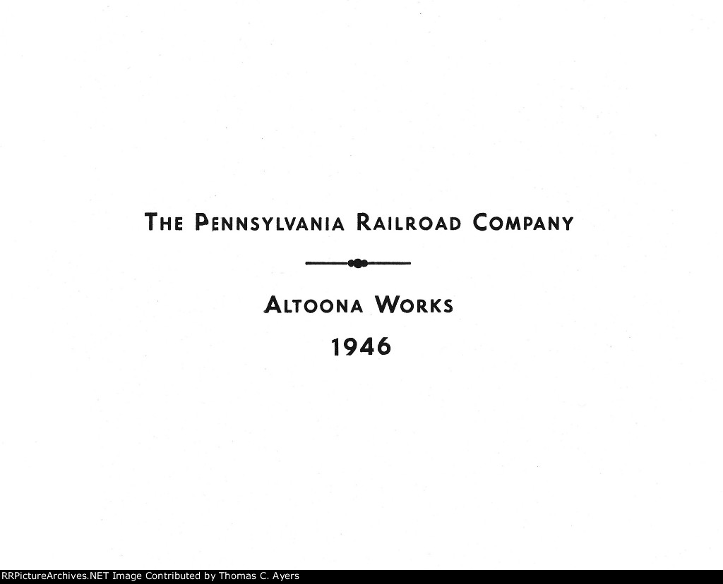 Altoona Works Inspection Report, Title Page, 1946